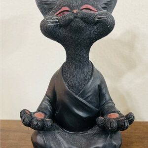 Zen Cat Figurine - Black